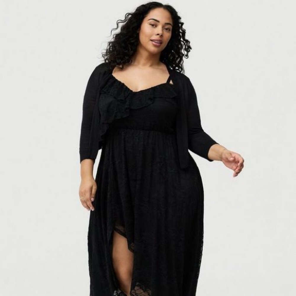 NWT Torrid Black Open Short Cropped Semi-Sheer Front Shrug Cardigan, Size 2x
